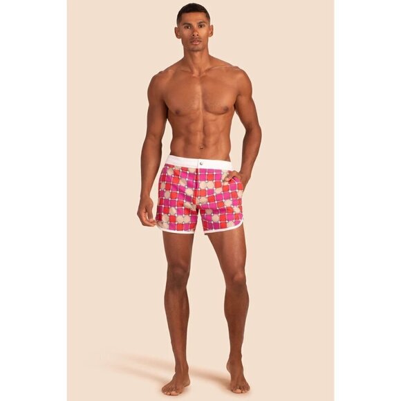 MR TURK by TRINA TURK Surfside Board Short ~ Sunrise Squares Woven Swim 31 NWT - Picture 3 of 14